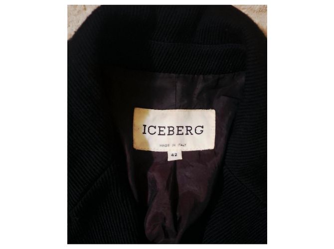 Abrigo Iceberg negro en lana virgen - vista 2