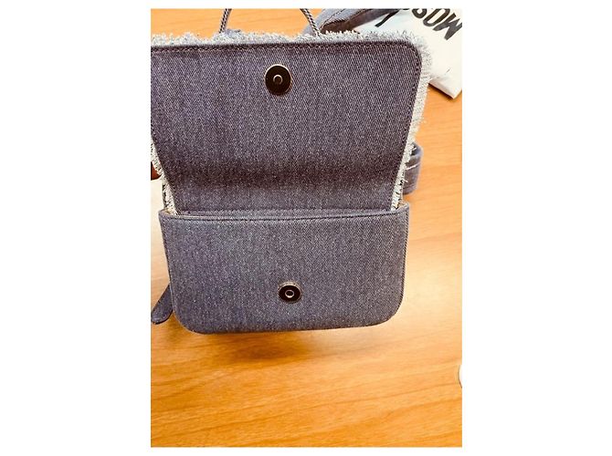 Zaino Love Moschino in denim azzurro e grigio - vista 10