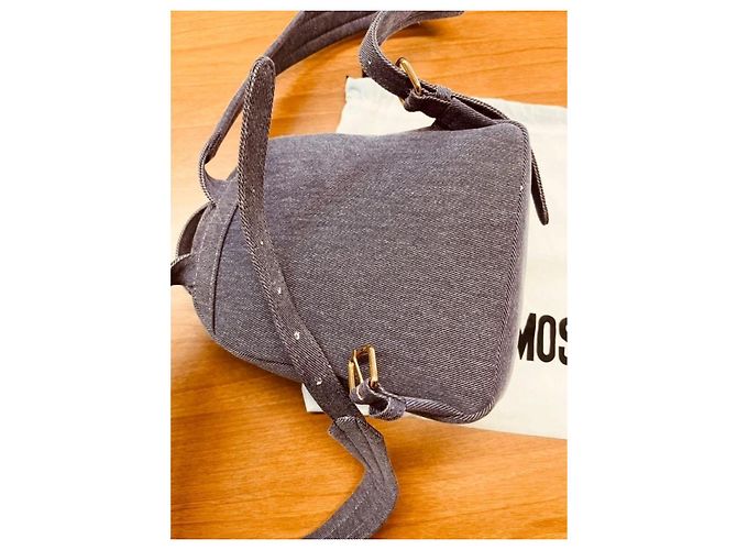 Zaino Love Moschino in denim azzurro e grigio - vista 12