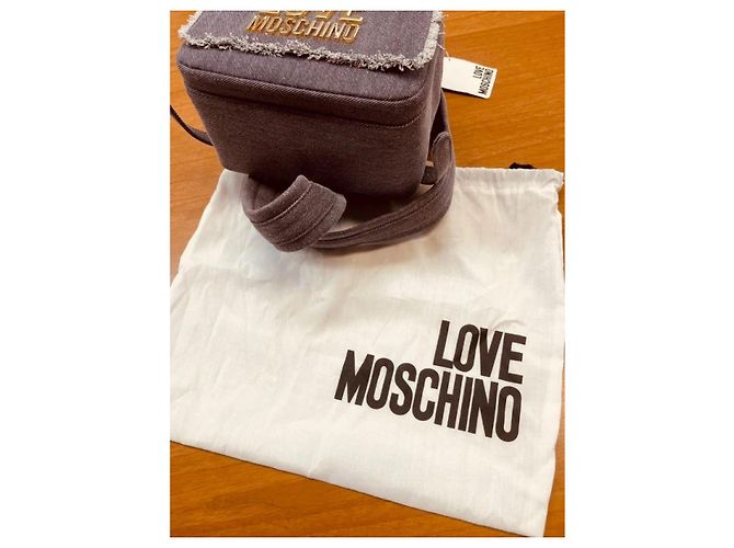 Zaino Love Moschino in denim azzurro e grigio - vista 13
