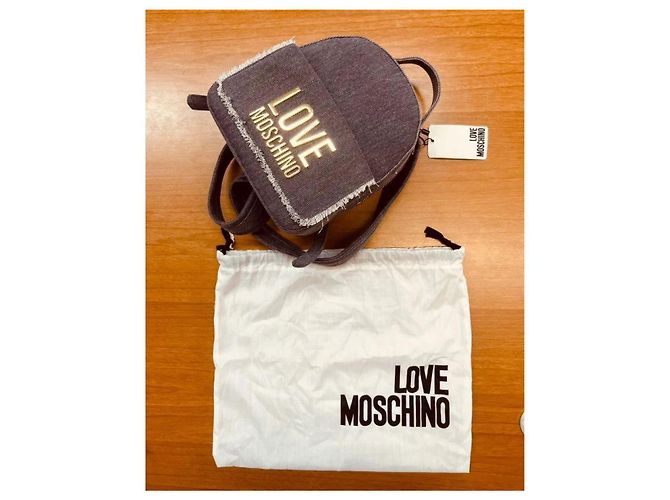 Zaino Love Moschino in denim azzurro e grigio - vista 15