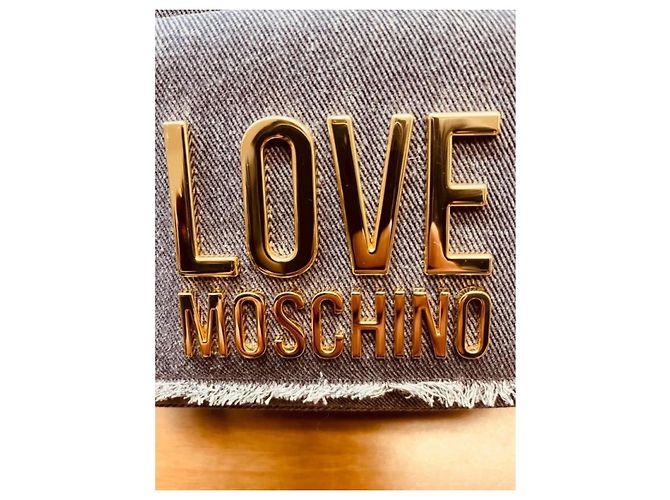 Zaino Love Moschino in denim azzurro e grigio - vista 4