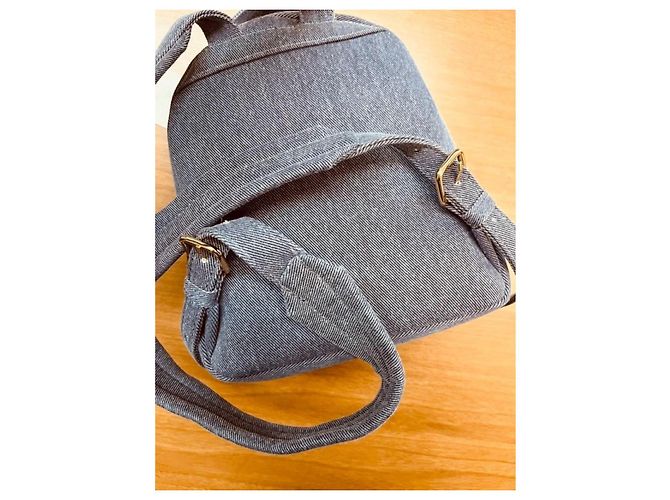 Zaino Love Moschino in denim azzurro e grigio - vista 6