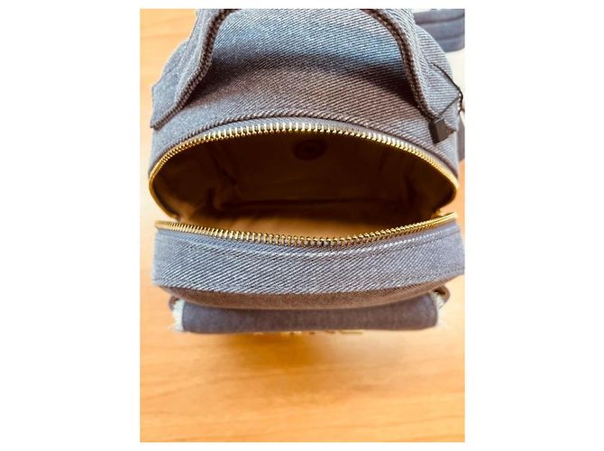Zaino Love Moschino in denim azzurro e grigio - vista 7