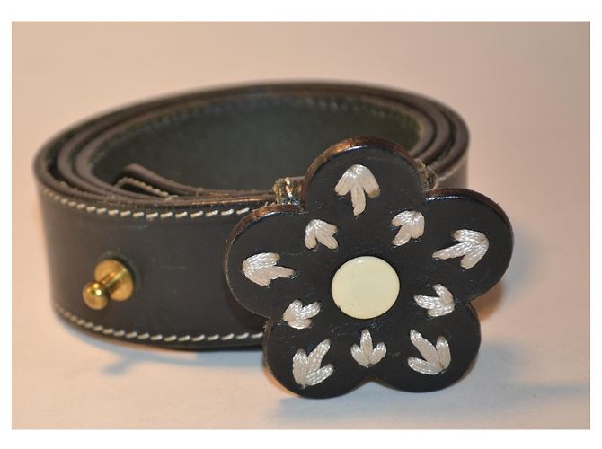 Ceinture Moschino en cuir noir - vue 2