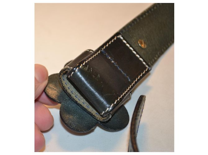 Ceinture Moschino en cuir noir - vue 4
