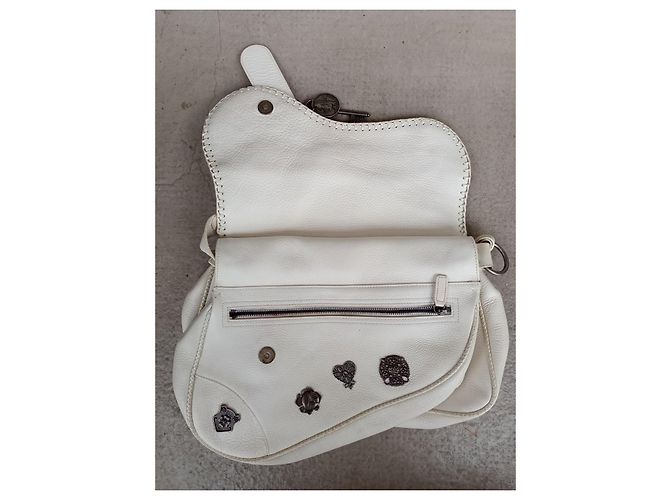 Borsa Dior Gaucho in pelle bianca Bianco - vista 12