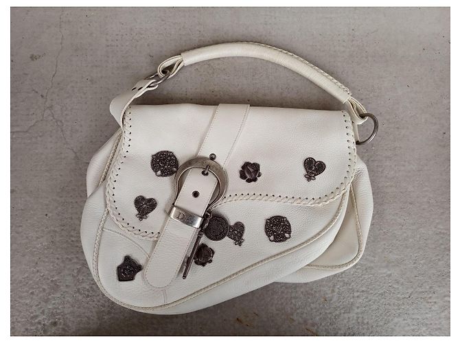 Borsa Dior Gaucho in pelle bianca Bianco - vista 2