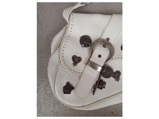 Borsa Dior Gaucho in pelle bianca Bianco - vista 3