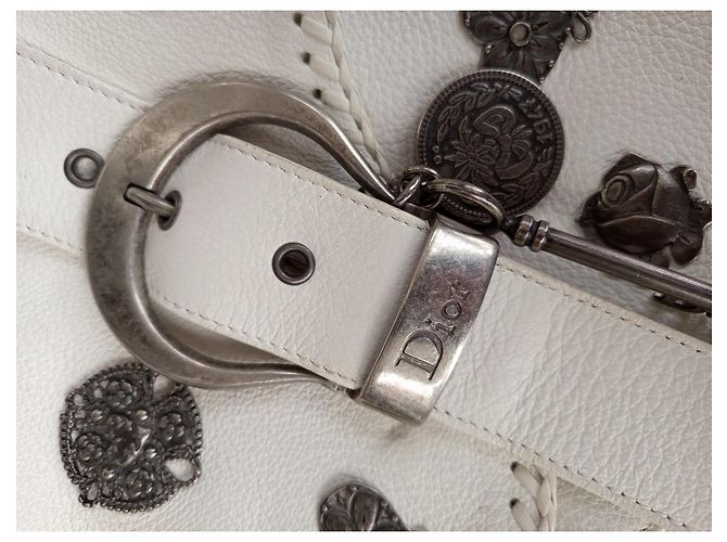 Borsa Dior Gaucho in pelle bianca Bianco - vista 7