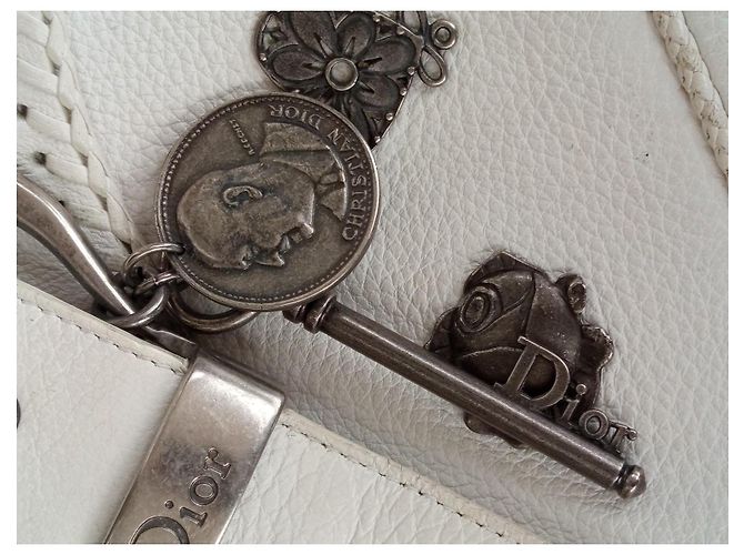 Borsa Dior Gaucho in pelle bianca Bianco - vista 8