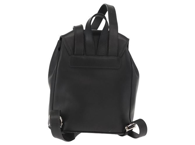Salvatore Ferragamo Gancini Flap Drawstring Backpack Leather Mini Black - view 2