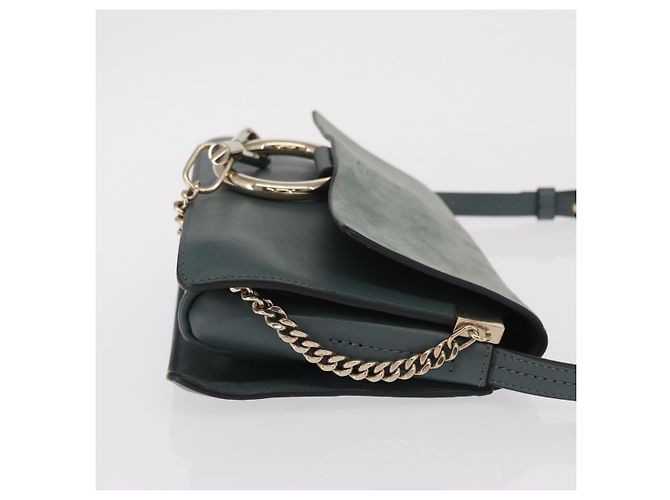 Chloé Borsa a Spalla Faye in Pelle e Camoscio Piccola Verde - vista 3