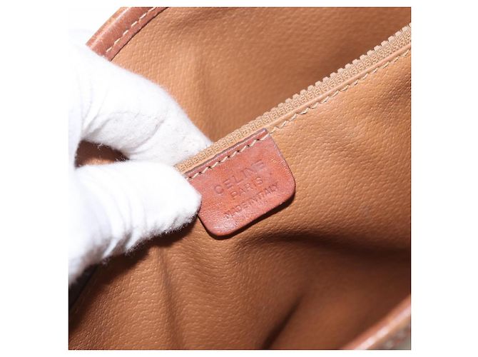 Céline Borsa tote Macadam vintage Celine in tela e pelle Beige - vista 6