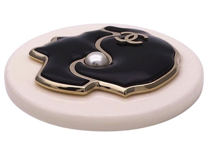Chanel Mademoiselle Brosche Schwarz Weiß - Ansicht 3