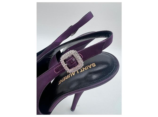 Décolleté Yasmeen Saint Laurent Slingback Seta Viola Porpora - vista 6