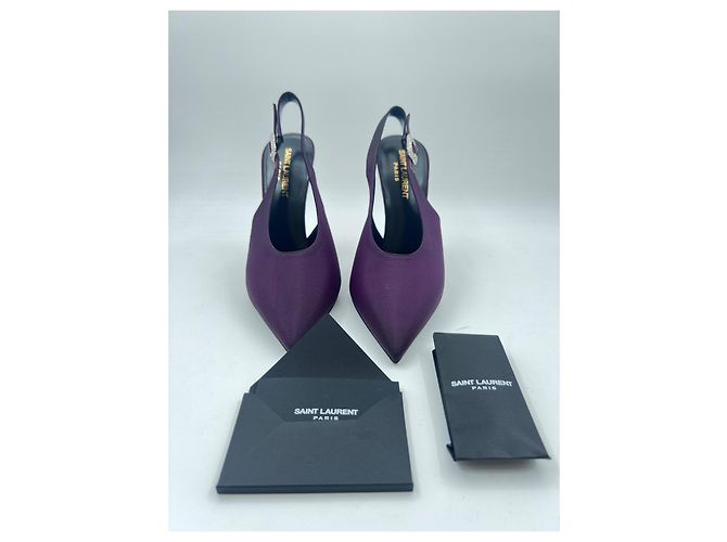 Décolleté Yasmeen Saint Laurent Slingback Seta Viola Porpora - vista 7