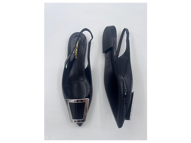 Saint Laurent Maxine Ballerine Slingback in Pelle Vernice Nera Nero - vista 11