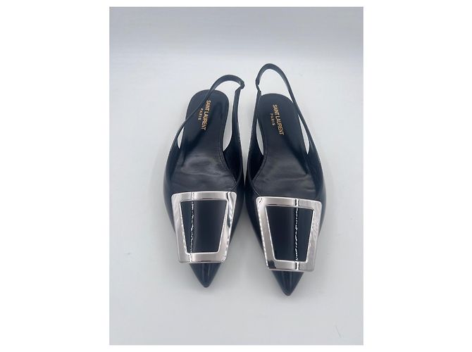 Saint Laurent Maxine Ballerine Slingback in Pelle Vernice Nera Nero - vista 12