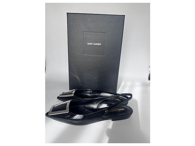 Saint Laurent Maxine Ballerine Slingback in Pelle Vernice Nera Nero - vista 5