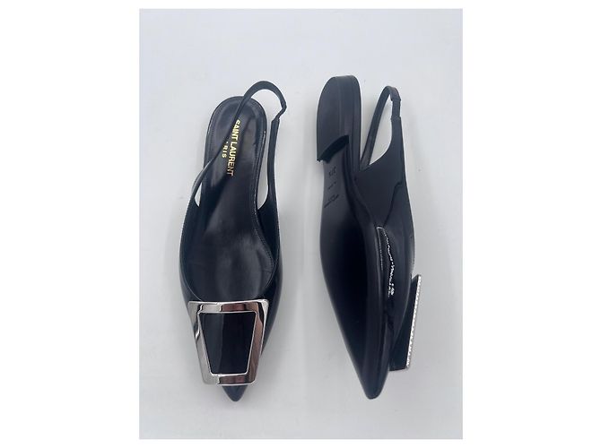 Saint Laurent Maxine Ballerine Slingback in Pelle Vernice Nera Nero - vista 6