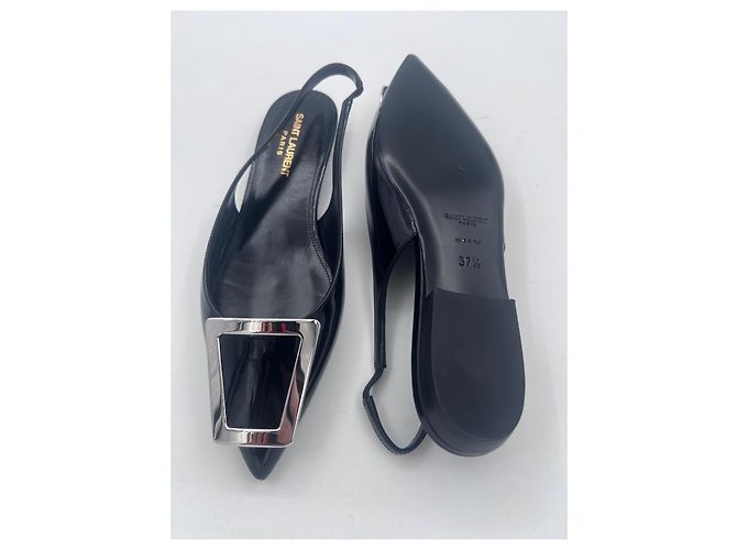 Saint Laurent Maxine Ballerine Slingback in Pelle Vernice Nera Nero - vista 7