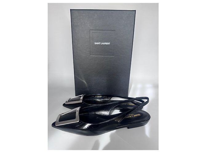 Saint Laurent Maxine Ballerine Slingback in Pelle Vernice Nera Nero - vista 8