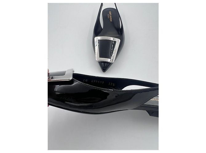 Saint Laurent Maxine Ballerine Slingback in Pelle Vernice Nera Nero - vista 9