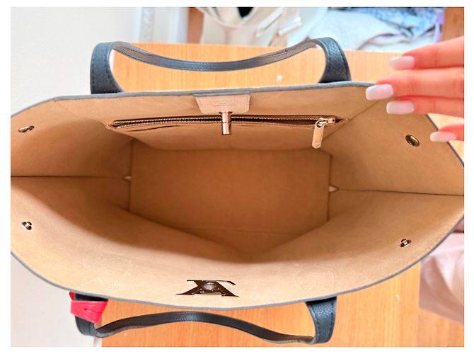 Neverfull Borsa Tote Lockme in pelle Louis Vuitton Beige - vista 11