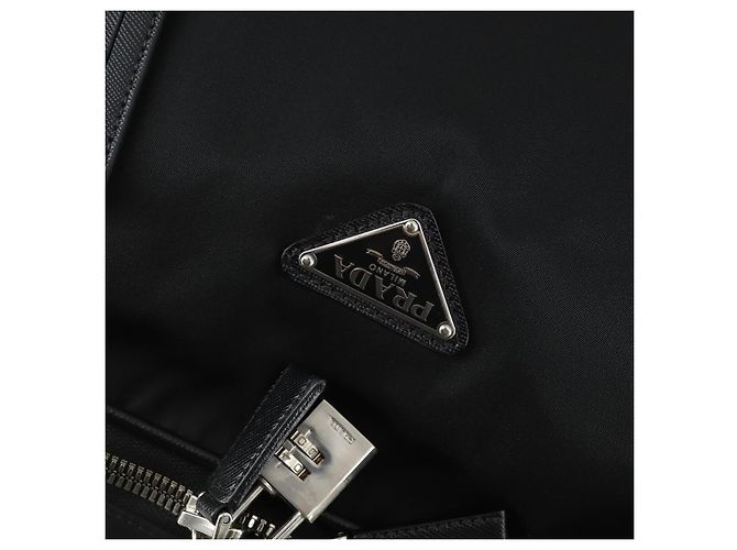 PRADA Koffer Nylon Schwarz Silber Auth 162425 - Ansicht 15