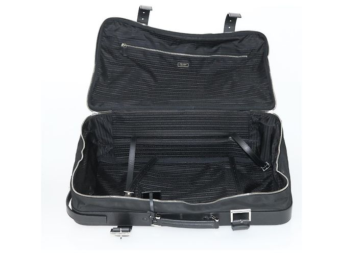 PRADA Koffer Nylon Schwarz Silber Auth 162425 - Ansicht 17