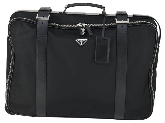 PRADA Koffer Nylon Schwarz Silber Auth 162425 - Ansicht 2