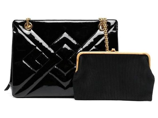 Borsa a spalla in pelle verniciata nera Chanel Nero - vista 12