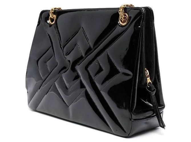 Borsa a spalla in pelle verniciata nera Chanel Nero - vista 3