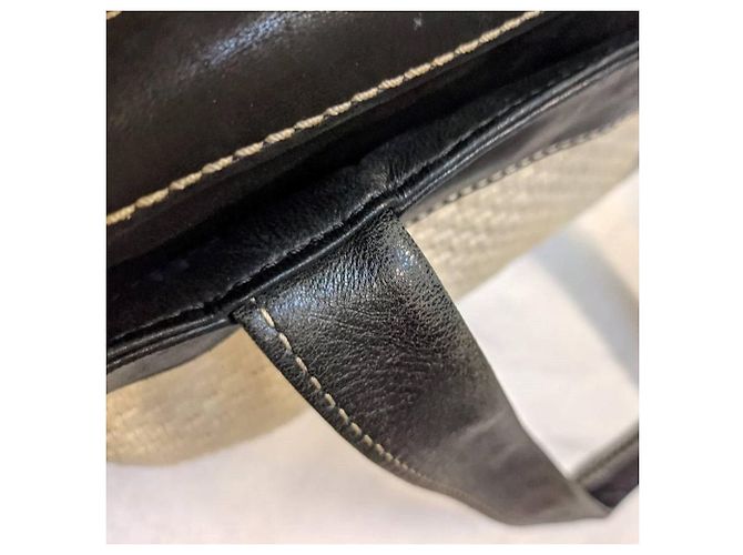 Chanel Bicolor Stoff- und Leder-Schultertasche - 2000er Schwarz Weiß Sand - Ansicht 5