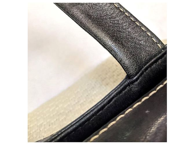 Chanel Bicolor Stoff- und Leder-Schultertasche - 2000er Schwarz Weiß Sand - Ansicht 6