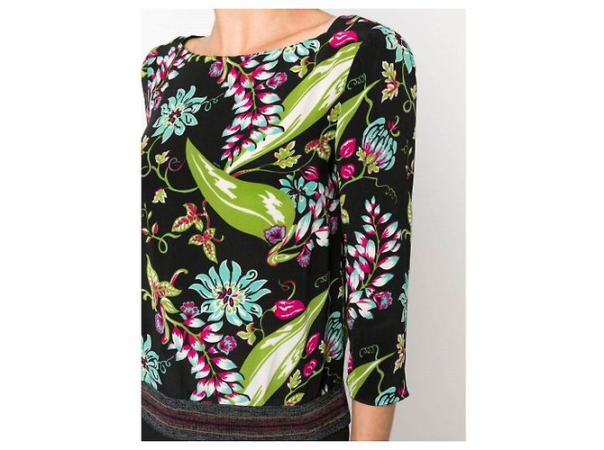 Prada mehrfarbige Seidenbluse mit Blumen - 2010er Jahre Mehrfarben - Ansicht 5