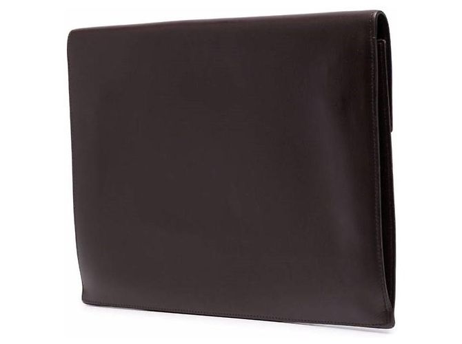 Pochette in pelle marrone scuro Hermès Bordò - vista 3