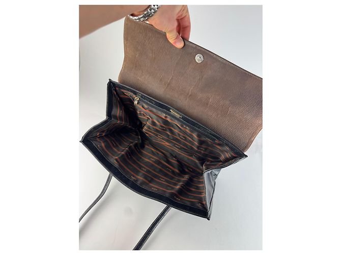 Vintage Loewe Madrid Lederhandtasche braun schwarz - Ansicht 3