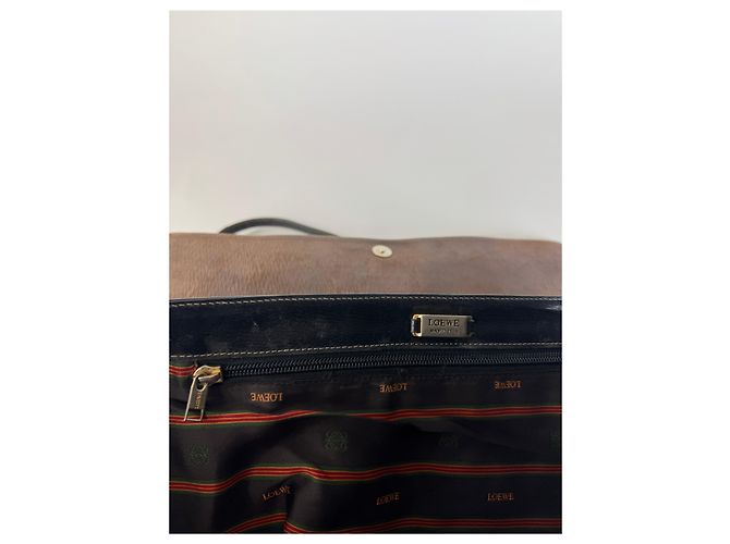 Vintage Loewe Madrid Lederhandtasche braun schwarz - Ansicht 4