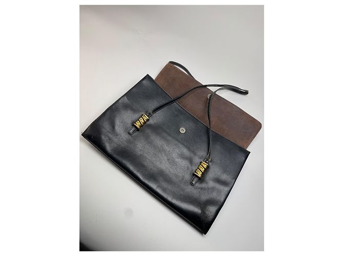 Vintage Loewe Madrid Lederhandtasche braun schwarz - Ansicht 5