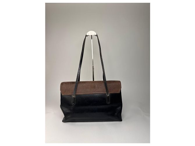 Vintage Loewe Madrid Lederhandtasche braun schwarz - Ansicht 8