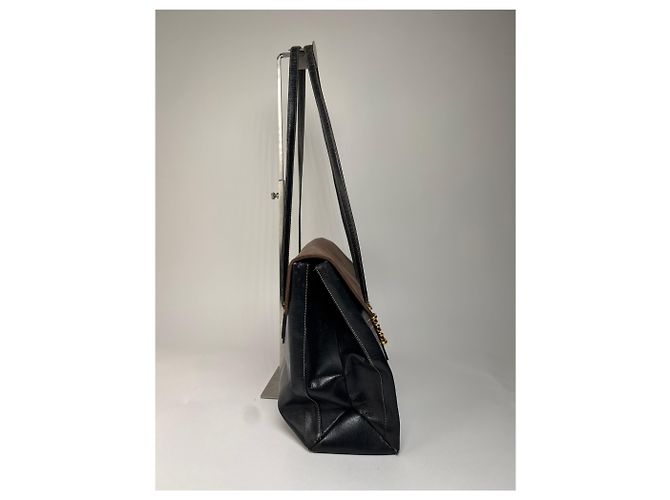 Vintage Loewe Madrid Lederhandtasche braun schwarz - Ansicht 9