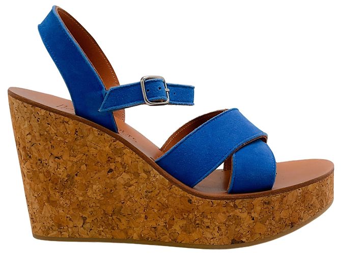 Autre Marque Sandali con zeppa in sughero Gukara in suede blu cobalto K.Jacques - vista 2