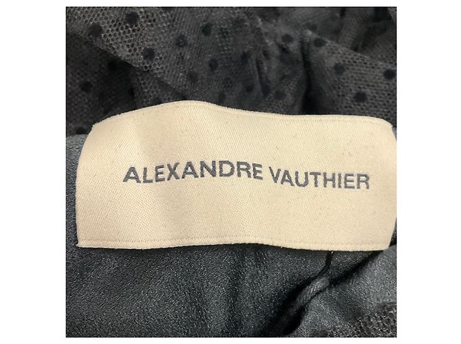 Robe bustier mini cocktail en tulle à pois noirs froncés d'Alexandre Vauthier - vue 4