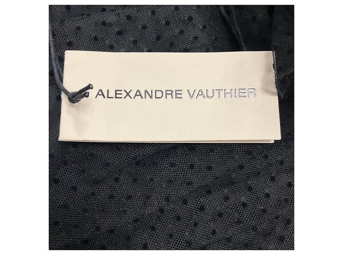 Robe bustier mini cocktail en tulle à pois noirs froncés d'Alexandre Vauthier - vue 6