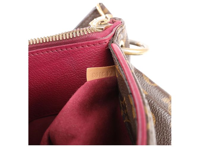 Borsa Louis Vuitton Pallas MM Monogram 2Way in marrone e bordeaux M40906 Bordò - vista 13