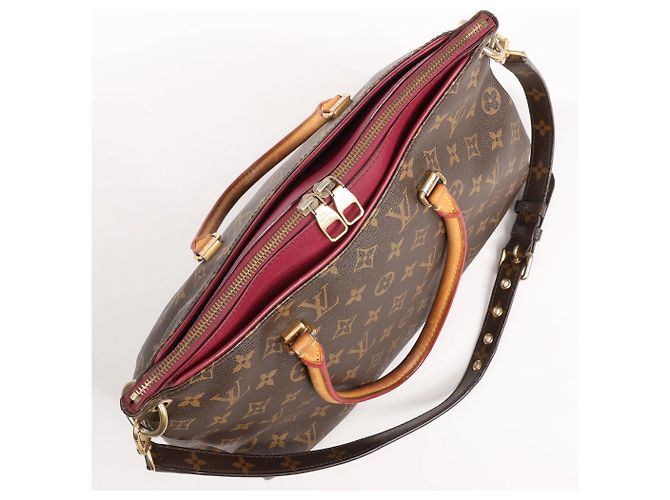 Borsa Louis Vuitton Pallas MM Monogram 2Way in marrone e bordeaux M40906 Bordò - vista 7