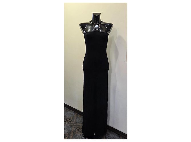 Paco Rabanne Piercing Maxikleid Schwarz Viskose - Ansicht 10