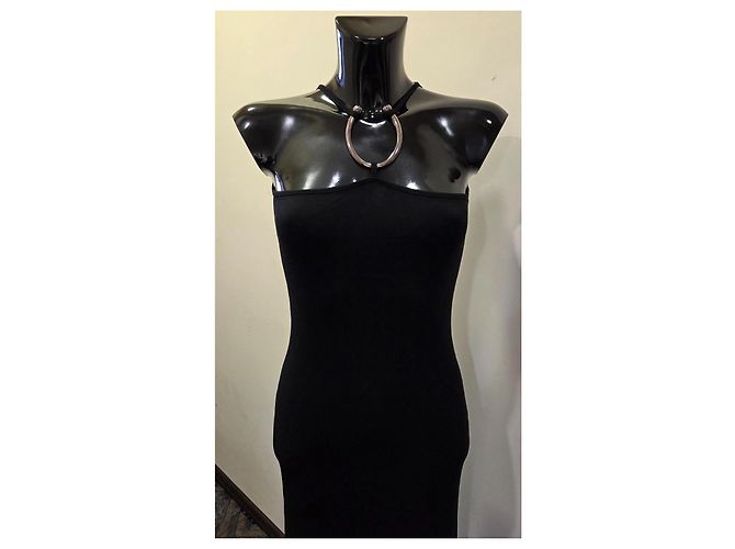 Paco Rabanne Piercing Maxikleid Schwarz Viskose - Ansicht 2